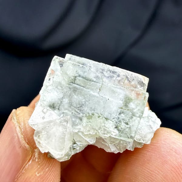 Colourless fluorite cubes with scheelite and mica from Yaogangxian Mine, Hunan, China
