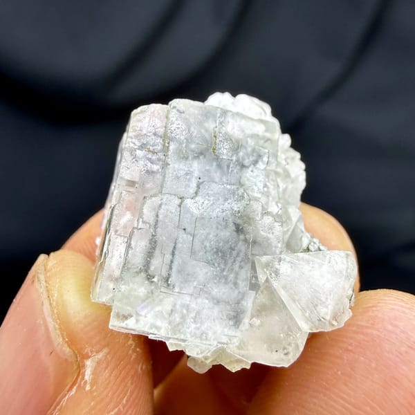 Colourless fluorite cubes with scheelite and mica from Yaogangxian Mine, Hunan, China, second angle