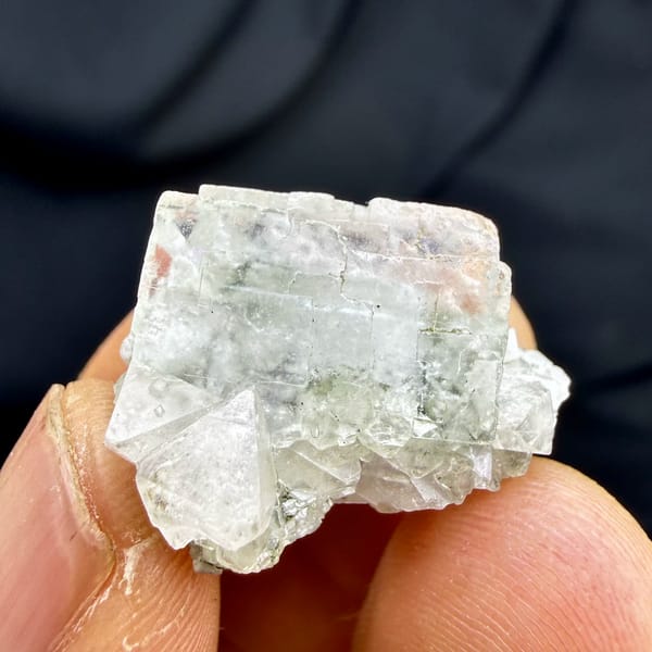 Colourless fluorite cubes with scheelite and mica from Yaogangxian Mine, Hunan, China, reverse side