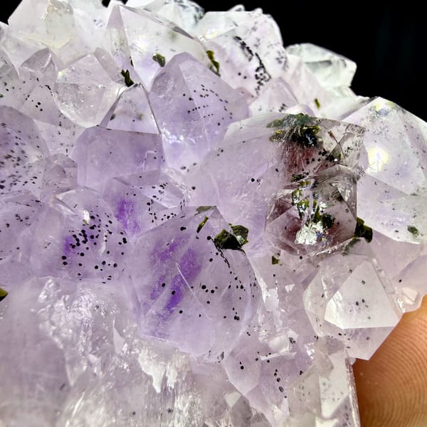Rosette of pale purple-red garden quartz crystals from Sichuan, China, second angle