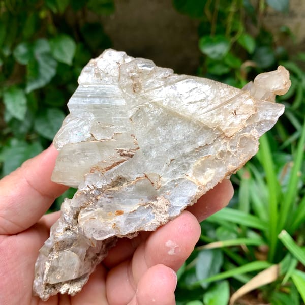 Large cream adularia feldspar crystal from Pakistan, reverse side