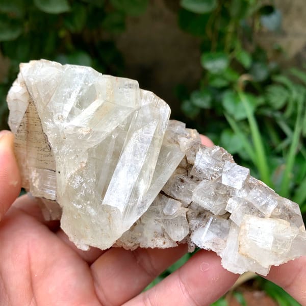 Large cream adularia feldspar crystal from Pakistan, top view
