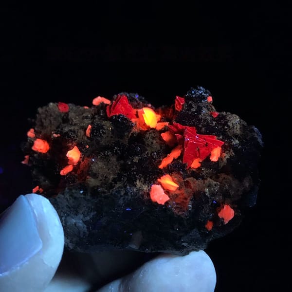 Orange-brown helvine crystals on garnet and magnetite from Inner Mongolia, China, second angle