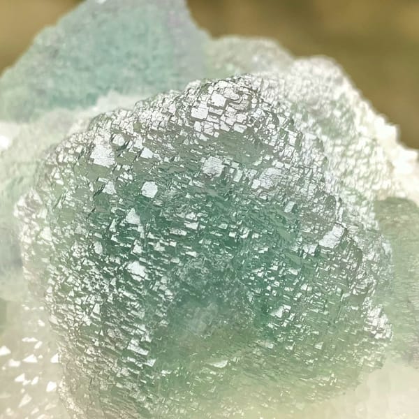 Large stepped green fluorite mounds with sugary skin from Fujian, China, second angle