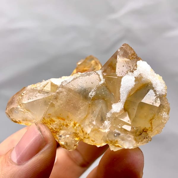 Golden natural citrine quartz floater from Guangdong, China, top view