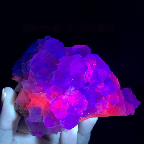Etched white fluorite octahedra with calcite from Inner Mongolia, China, second angle