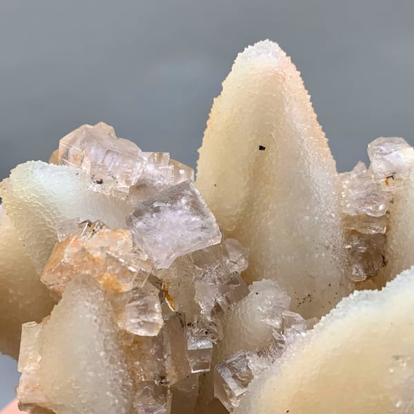 Peach-toned quartz pseudomorphs after calcite from Zhejiang, China, second angle