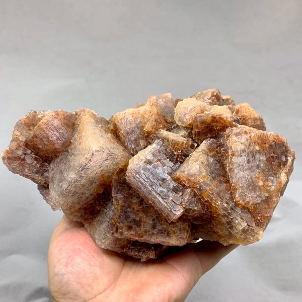 Large block of purple and yellow QR-code patterned fluorite cubes from Guizhou, China, top view