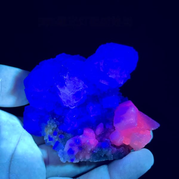 Glassy green fluorite over quartz with white calcite from Fujian, China, second angle