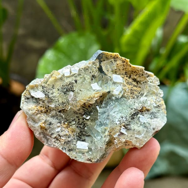Glass-clear green fluorite cubes with pyrolusite dendrites from Xianghualing, Hunan, China