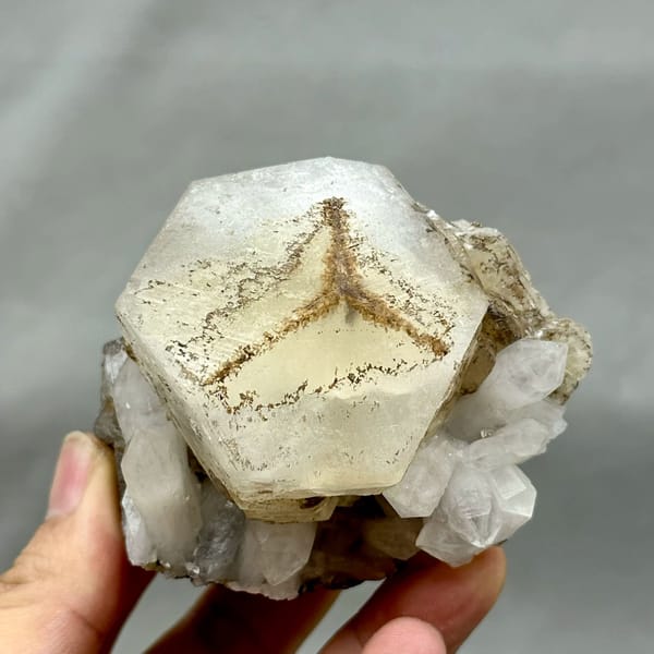Large hexagonal calcite crystal with star-shaped growth pattern from Fujian, China