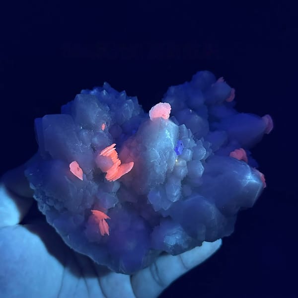 Chunky white quartz cluster with calcite from Xianghualing, Hunan, China, second angle