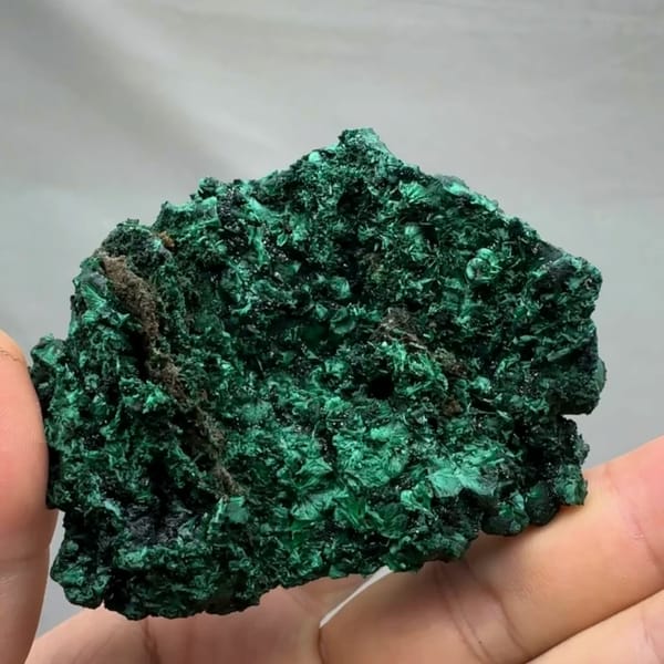 Dark green botryoidal malachite crust from DR Congo, top view