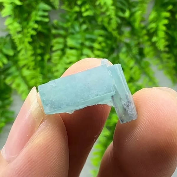 Tiny L-shaped blue-and-white fluorite crystal from Inner Mongolia, China, second angle
