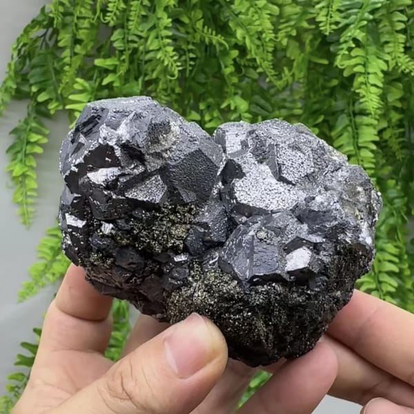 Heavy block of galena with sphalerite and pyrite from Peru, top view