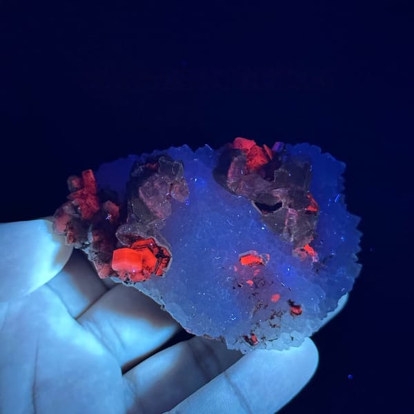 Chocolate-brown calcite with cream cores on white quartz from Fujian, China, second angle