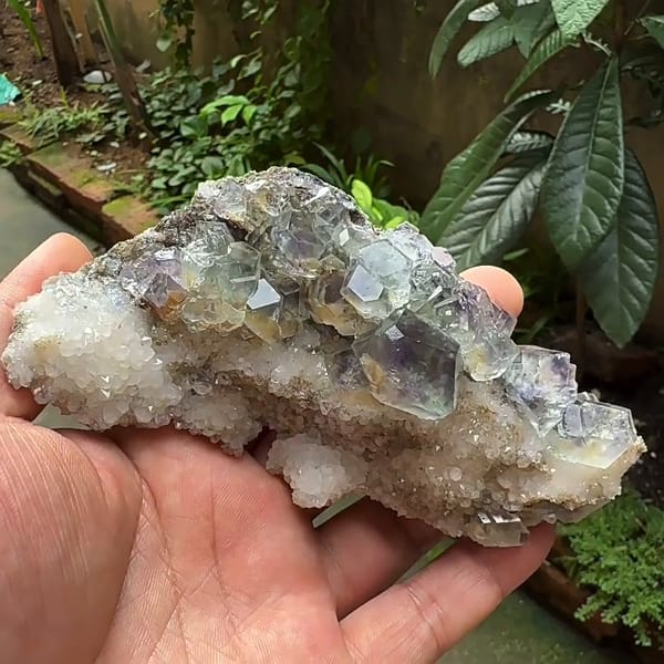 Pale Blue-Green Fluorite with Quartz — Fujian, China - alternate view
