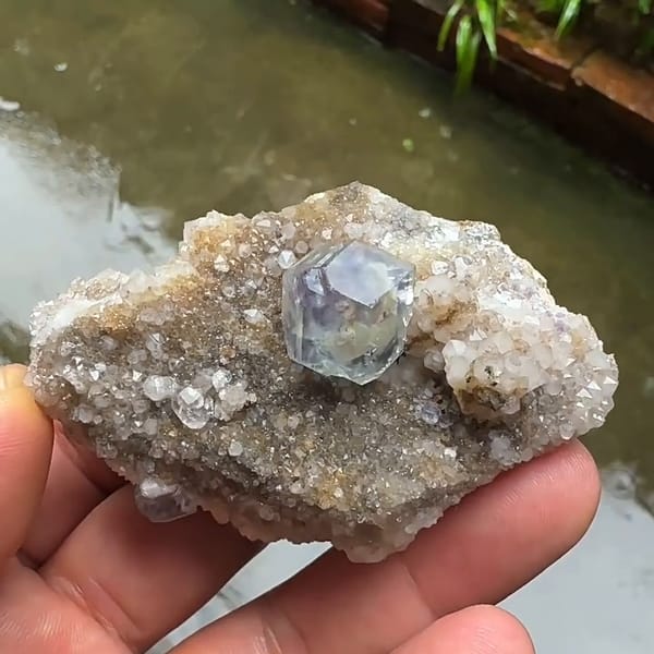 Dodecahedral Fluorite with Quartz — Fujian, China - alternate view