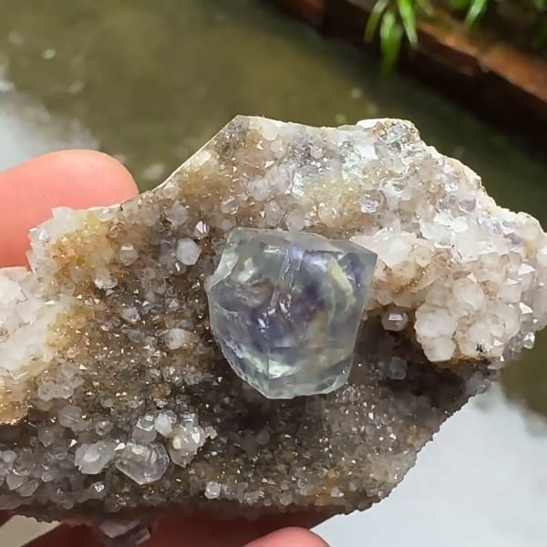 Dodecahedral Fluorite with Quartz — Fujian, China - alternate view