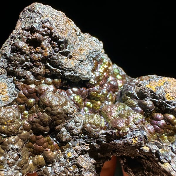 Iridescent multicoloured botryoidal limonite from Guizhou, China, second angle