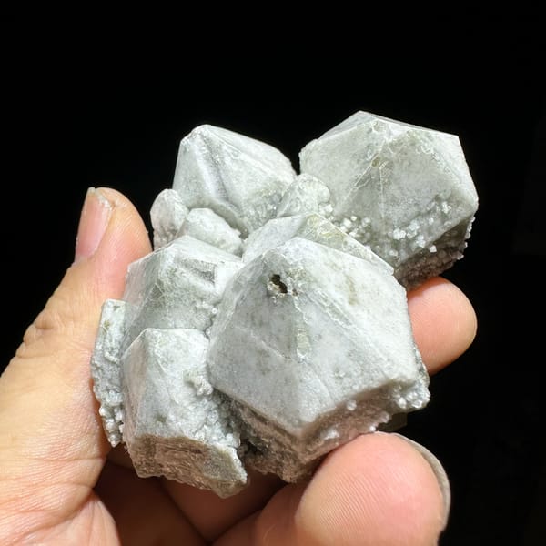 Large blocky white quartz crystals with bright skin from Inner Mongolia, China, reverse side