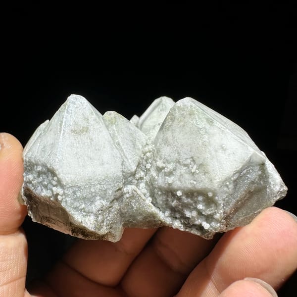 Large blocky white quartz crystals with bright skin from Inner Mongolia, China, top view