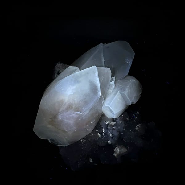 Huge golden calcite crystal on white quartz druse from Fujian, China, second angle