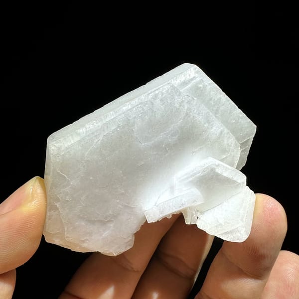 Large flat milky-white tabular calcite crystal from Fujian, China, top view