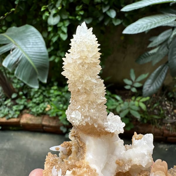 Two cream stalactitic calcite spires from Yunnan, China, second angle