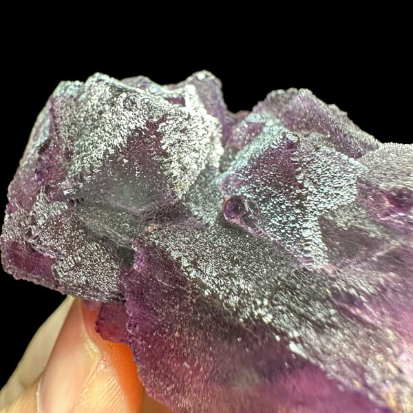 Purple and green stepped octahedral fluorite from Zhejiang, China, second angle