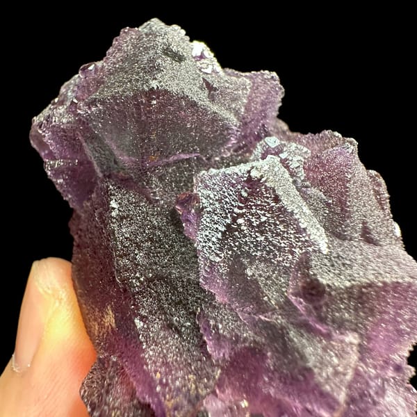 Purple and green stepped octahedral fluorite from Zhejiang, China, reverse side