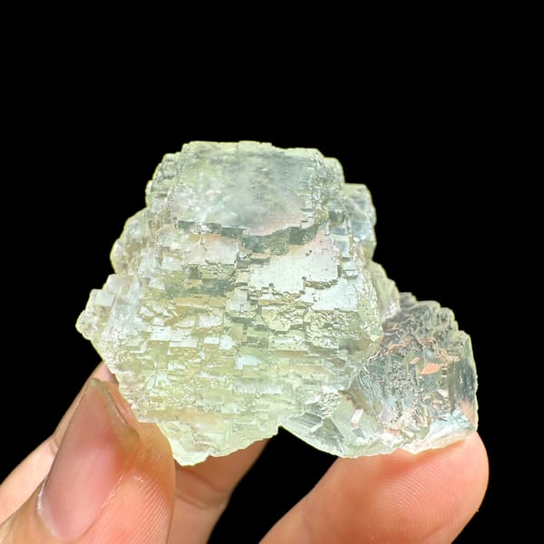 Glass-clear pale green fluorite cube from Guangdong, China, second angle