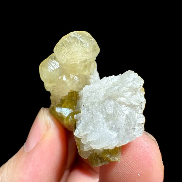 Golden-yellow calcite with white dolomite and siderite from Guizhou, China, second angle