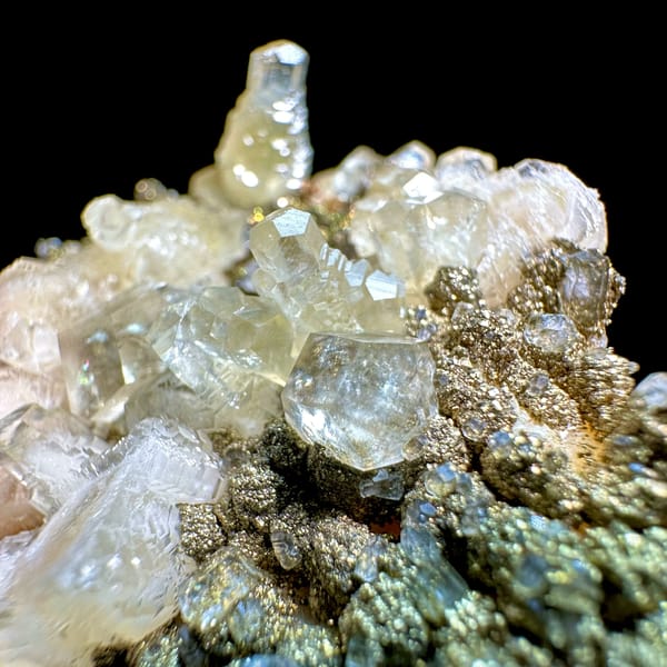 Feather calcite with brassy pyrite from Hubei, China, reverse side
