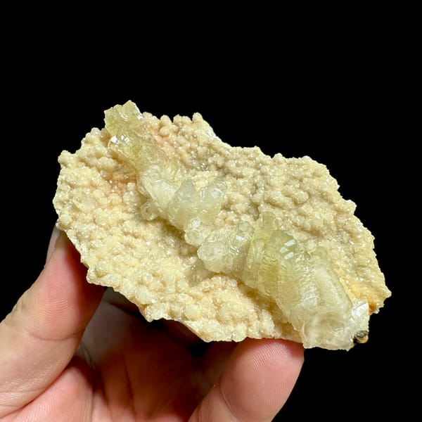 Pale cream feather-calcite plate from Hubei, China, second angle