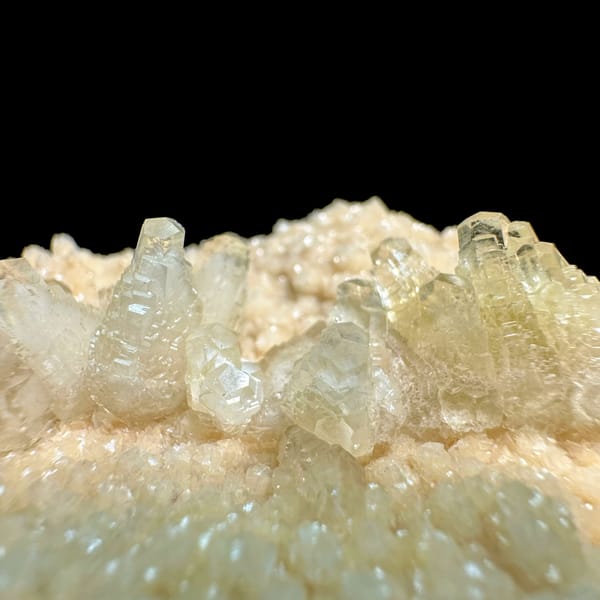 Pale cream feather-calcite plate from Hubei, China, top view