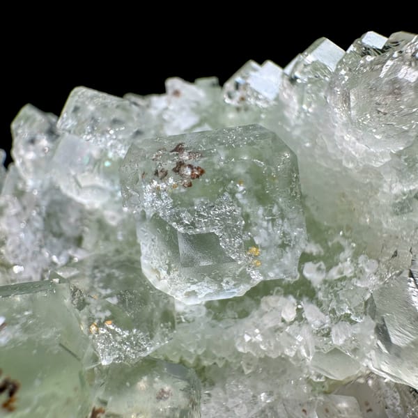 Pale green fluorite cubes with inclusions from Guangdong, China, reverse side