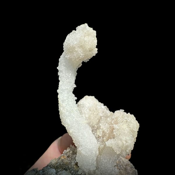 Curved white gypsum spire from Guizhou, China, top view
