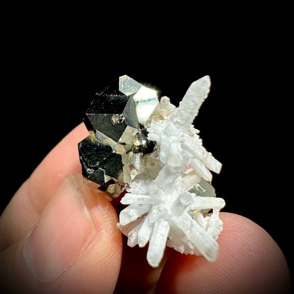 Gold pyrite crystal with clear quartz needle burst from Inner Mongolia, China, second angle