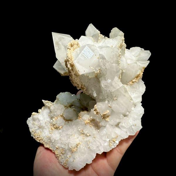 Large white quartz plate with dolomite cap and fluorite from Yaogangxian Mine, Hunan, China, second angle