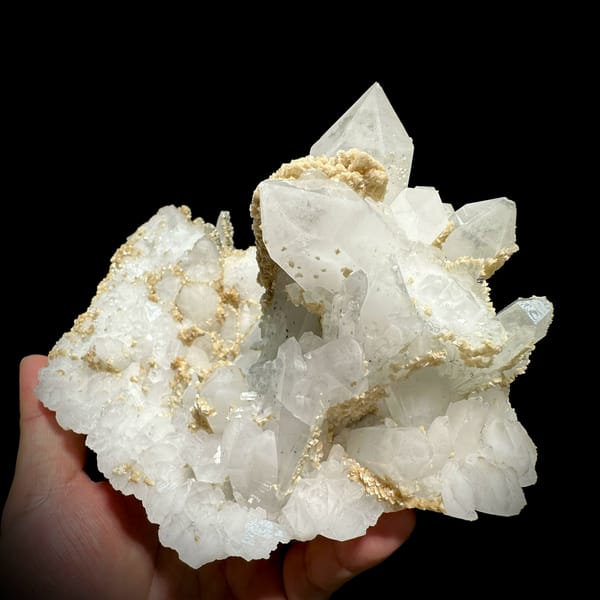 Large white quartz plate with dolomite cap and fluorite from Yaogangxian Mine, Hunan, China, reverse side