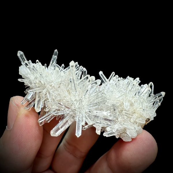 Transparent chrysanthemum quartz spray from Jinkouhe, Sichuan, China, reverse side