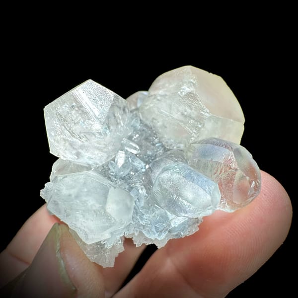 Glassy green fluorite with blue cores and milky calcite from Fujian, China, top view