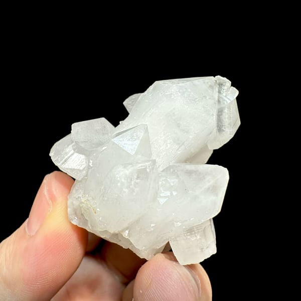 Stacked translucent calcite rhombs with pyrite from Fujian, China, reverse side