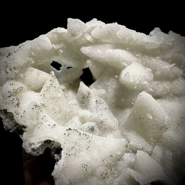 Cream quartz pseudomorphs after calcite with pyrite from Fujian, China, second angle