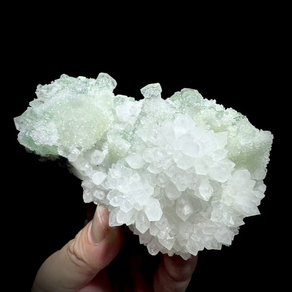 Stepped green fluorite octahedra in white quartz from Guangdong, China, second angle