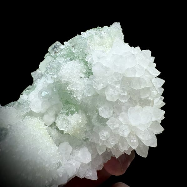 Stepped green fluorite octahedra in white quartz from Guangdong, China, reverse side