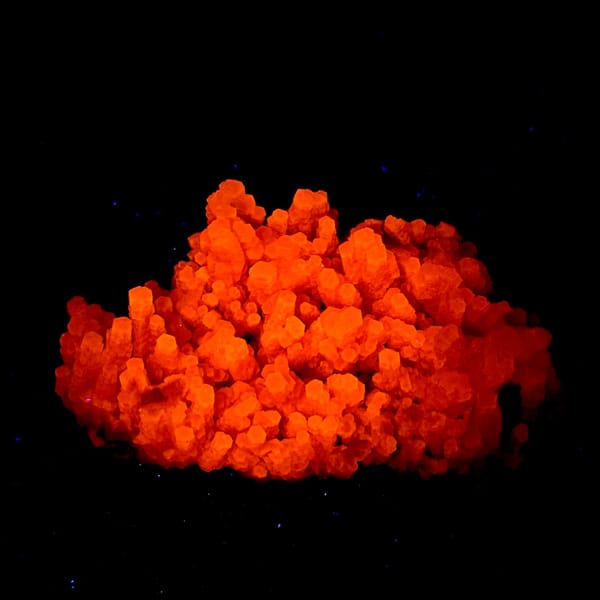 Coral-like cluster of peach tower calcite crystals from Fujian, China, second angle