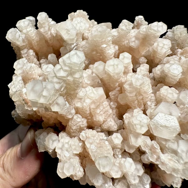 Coral-like spray of peach tower calcite from Fujian, China, top view