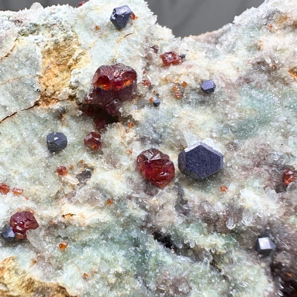 Large plate of red hematoid quartz with sphalerite and galena from Hunan, China, second angle